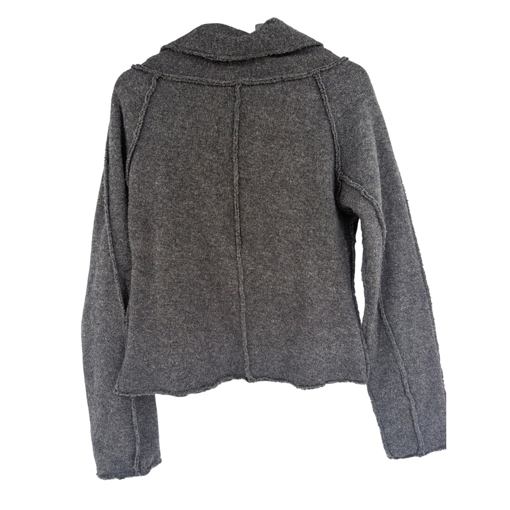 Free People Charcoal Gray Lambswool Knit Moto Jacket Coat Gray Small - Picture 6 of 8